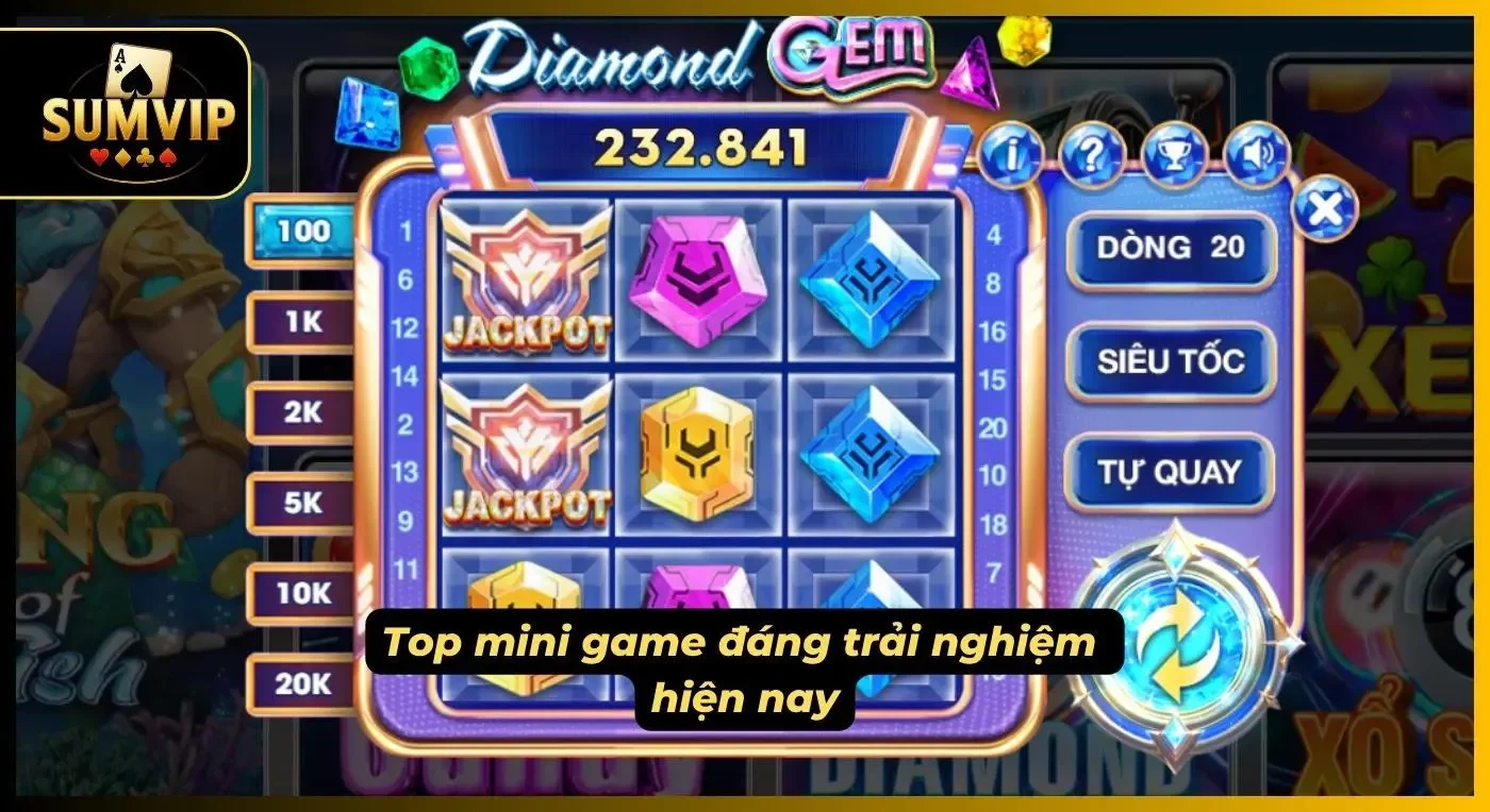 Giao diện các mini game nổi bật tại SUMVIP